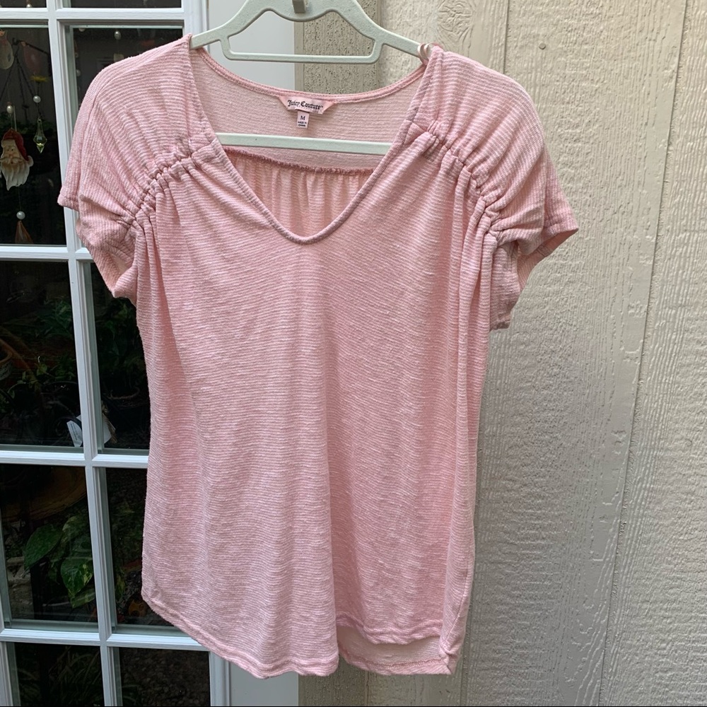 Juicy Couture pink V neck top, size medium.